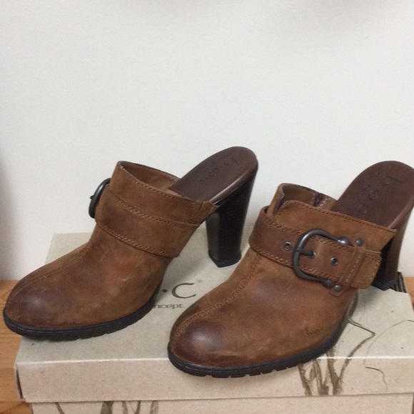 Born Concept Distressed Tan Leather 4” Mules - Picture 4 of 8